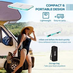 8' x 6' Water Floating Dock, Rafting Inflatable Island with Air Pump and Backpack for Pool, Beach, Ocean, Blue & Green