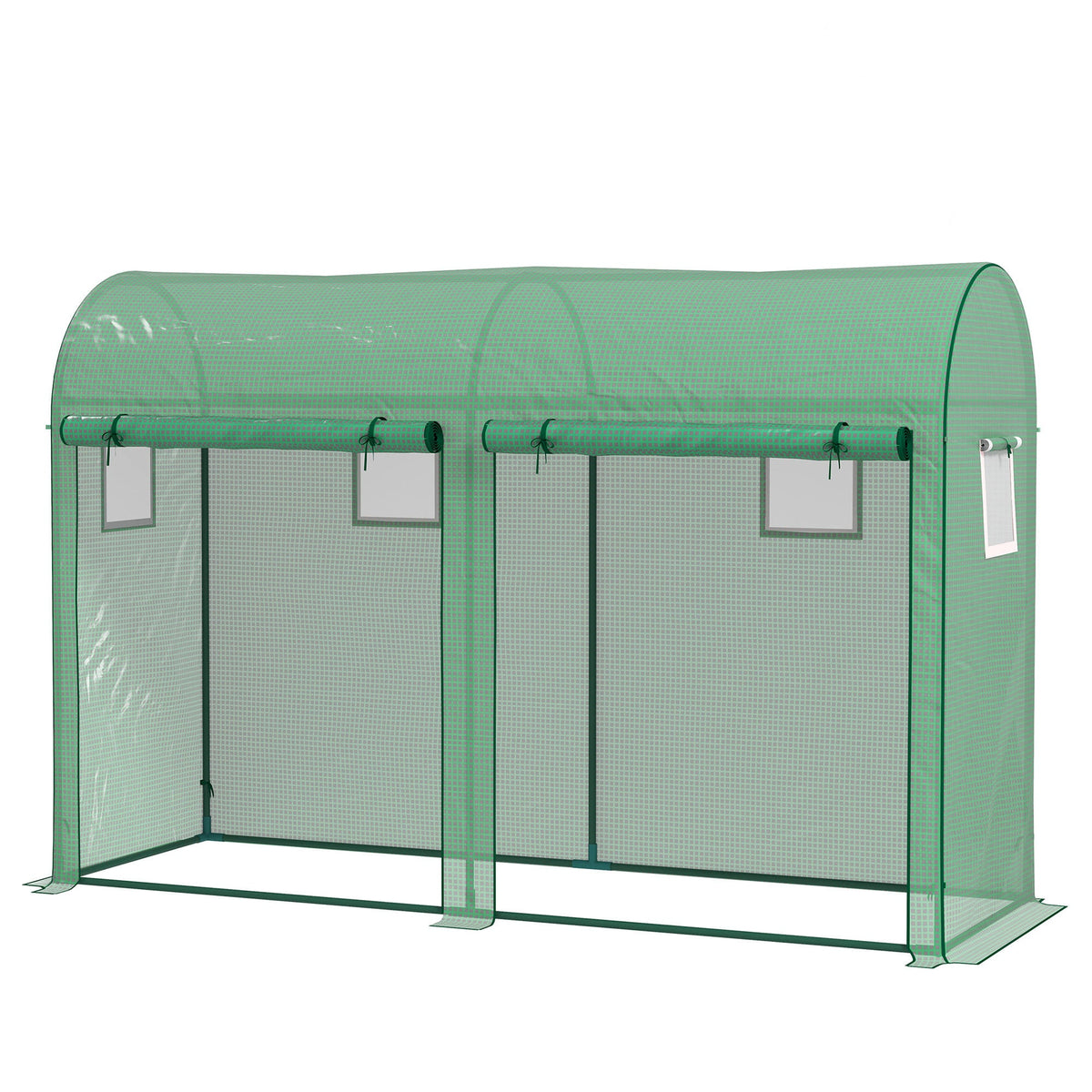 Outdoor Garden Greenhouse, Steel Greenhouse tent with 2 Doors and 4 Windows for Backyard, Patio, 9.8'x3.3'x6.6', Green