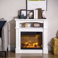 Electric Fireplace with Mantel, Freestanding Heater Corner Firebox with Remote Control, 700W/1400W, Brown