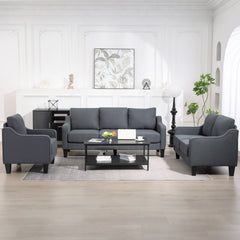 Loveseat Sofa, Modern Couch with Pocket Spring, Linen Upholstered, Thick Padded, Beige