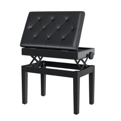 Adjustable Piano Bench with Storage and Soft PU Leather Padded, with Enough Music Storage Design, Black