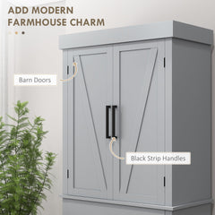 72" Kitchen Storage Cabinet, Farmhouse Kitchen Pantry Cabinet with 4 Barn Doors, Drawer, Adjustable Shelves, Black