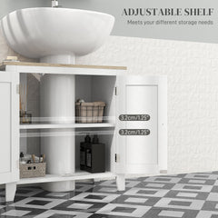 Bathroom Sink Vanity Unit, Under Sink Bathroom Cabinet with U-Shape Design and Adjustable Shelf, White