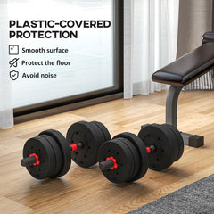 44lbs 2-in-1 Adjustable Dumbbells Weight Set, Dumbbell Hand Weights Barbell for Body Fitness, Lifting Training for Home, Office, Gym, Black and Red