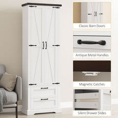 71" Tall Kitchen Pantry Cabinet, Farmhouse Kitchen Storage Cabinet with 2 Drawer and Adjustable Shelves, Black