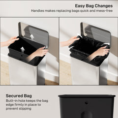 Garbage Bin, Soft-Close Trash Can with Foot Pedal, 5 Gallon (20 L) Garbage Can with Removable Inner Bucket, Matte Black