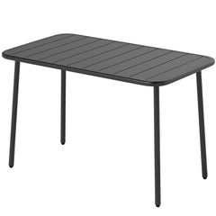 47" x 28" Outdoor Dining Table for 4, Rectangular Patio Table with Slatted Top and Rounded Edges, Grey