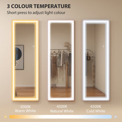 LED Mirror with Dimmable and 3 Colour Lights, 64" x 21" Rectangular Floor Mirror for Bedroom Living Room, Gold
