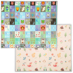 Foldable Baby Plat Mat, 71" x 59" Kids Floor Mat for Crawling and Learning, Number & Animal Theme