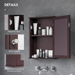 Bathroom Mirror Cabinet, Wall Mounted Medicine Cabinet with Door and Shelves, White