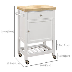 Kitchen Cart on Wheels, Rolling Kitchen Island Cart with Wood Top, Towel Rack, Drawer and Shelf for Dining Area, Grey