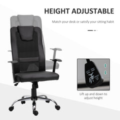Ergonomic Office Chair with Thick Padded Headrest, Mesh Computer Desk Chair with Tilt Function, Armrest, Black