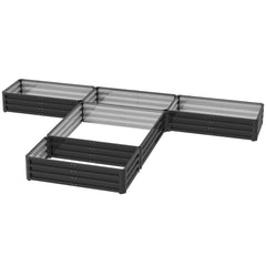 Steel Raised Garden Bed, Set of 5 Large Box Planters for Outdoor Plants Vegetables Flowers Herbs, 8x8x1ft, Black
