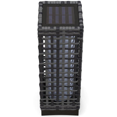 Wicker Solar Outdoor Lamp, Decorative Floor Lamp with Auto On/Off LED Lights, IP44 for Patio, Porch, Pathway, Grey