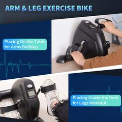 Portable Mini Pedal Exercise Bike Indoor Cycle Fitness Arm Leg w/ LCD Display, Black