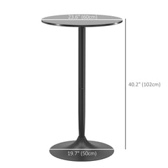 High Top Bar Table, Modern Round Dining Table with Painted Top and Steel Base, Bistro Table for 2 People, Black