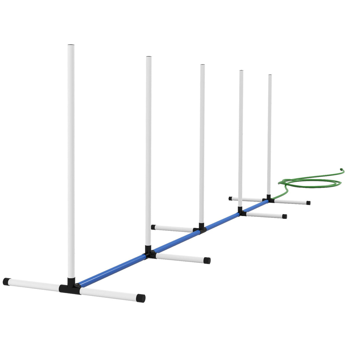 2PCs Dog Agility Kit with Weave Poles, Spray Water Tube, Whistle, Carry Bag, White