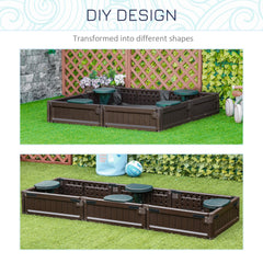 Kids Outdoor Sandbox with Canopy, Bottom Fabric Liner, Brown