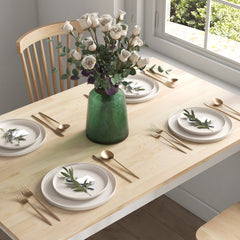 47" x 30" Dining Table, Farmhouse Dining Room Table with Pine Wood Frame, Space Saving Kitchen Table, Black
