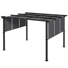 10' x 10' Metal Pergola, Outdoor Pergola with Retractable Canopy, for Garden, Patio, Backyard, Deck, Charcoal Grey