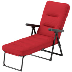 Outdoor Lounge Chair with Padded Cushion, Folding Reclining Patio Garden Chair with Recline Back, Footrest, for Poolside, Patio, Blue