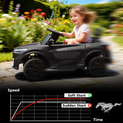 Ride On Car for Kids, Licensed Ford Mustang Mach-E 12V Electric Car with Remote Control, LED Light, Music, Black