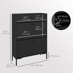 Modern Shoe Cabinet Storage 12 Pair Shoe Organizer with 2 Flip Doors Drawer and Adjustable Shelf White
