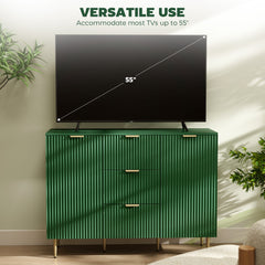 Modern Kitchen Storage Cabinet, Sideboard Buffet Cabinet w/ 3 Drawers and Adjustable Shelves for Kitchen Hallway, Black