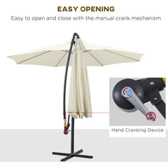 10' Deluxe Patio Umbrella Outdoor Market Parasol Banana Hanging Offset Sunshade Crank Cross Base Black