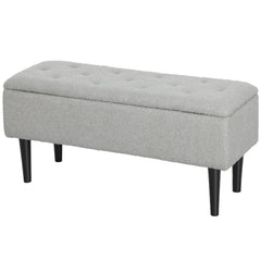 Modern Storage Bench, Ottoman with Storage and Lamb's Wool Upholstery for Living Room, Bedroom, Black
