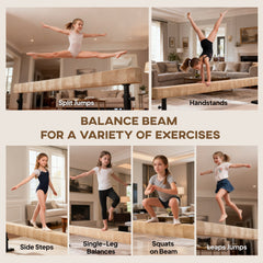7.5ft Adjustable Balance Beam, Gymnastics Beam with Wheels, Gymnastics Equipment for 6+ Years Old Training