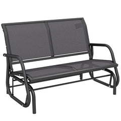 Outdoor Glider Bench, 2 Person Patio Glider Chair, Gliding Outdoor Garden Loveseat Swing Bench with Breathable Mesh Fabric, Steel Frame for Backyard, Porch, Coffee Brown