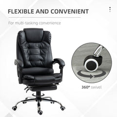 Ergonomic Office Chair with Back Support, PU leather Executive Office Chair with High Back, Retractable Footrest, Black