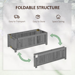 Foldable Elevated Planter Box, Wooden Raised Garden Bed for Backyard, Patio to Grow Vegetables, Herbs, Flowers, Natural