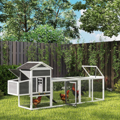 117" Extra Large Chicken Coop with Asphalt Roof, Wooden Hen House with Slide-out Tray, Quail Hutch with Nesting Box, Orange