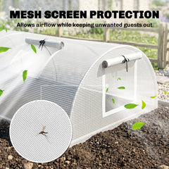 Portable Mini Greenhouse, Tunnel Growing Tent with 5 Mesh Windows and Steel Frame, 7' x 3' x 2', Green