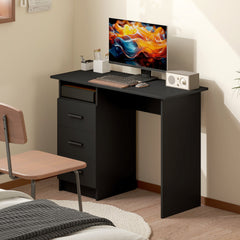 Computer Desk with Storage, 39" Home Office Desk with 3 Drawers nad Open Shelf, Writing Table for Bedroom, White