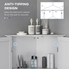 Modern Bathroom Storage Cabinet, Corner Cabinet with Doors, Bathroom Cabinet with Adjustable Shelf and Recessed Door, White