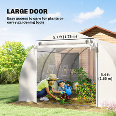 Walk-in Tunnel Greenhouse, Plant Hot House w/ Support Rods, Roll-up Mesh Door, Mesh Windows, 13'x9.8'x6.6', Green