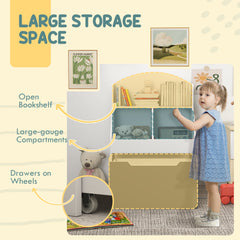 3 Tier Kids Bookcase with Drawer, 2 Storage Compartment, for Nursery, Playroom, Bedroom, Classroom, White