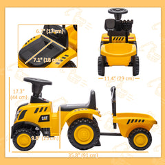 Caterpillar Licensed No Power Ride On Tractor with Shovel, Trailer
