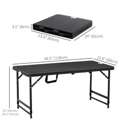 Foldable Patio Dining Table for 4, Height Adjustable Outdoor Table for Garden Lawn Backyard, Dark Grey