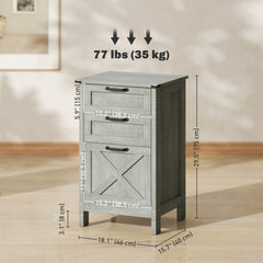 Vertical Filing Cabinet with 3 Drawers, Rustic Farmhouse Office Storage Cabinet for A4, Letter Size, Grey Wash