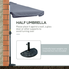 9.8ft Half Umbrella Semi Round Patio Parasol with Crank Handle, Top Vent for Garden, Balcony- NO BASE INCLUDED, Green