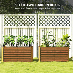 Set of 2 Galvanized Metal Planters for Outdoor Plants, 4' x 2' x 2' Raised Garden Bed, Dark Grey
