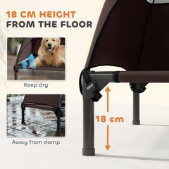 Elevated Dog Bed with Canopy Raised Dog Bed Washable Mesh Steel Frame 41.7" x 29.9" x 39" Coffee