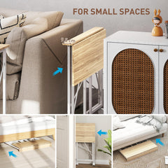 31.5" Home Office Desk, Folding Desk with Wheels for Small Space, Easy Assembly for Home Office, Natural Wood Finish