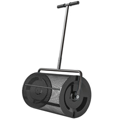 24 Inch Compost Spreader, Peat Moss Spreader with 24.4"/26.4" Height Adjustable Handle, Soil Spreader for Lawn, Black