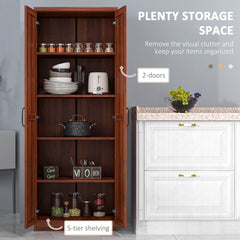 63" Kitchen Storage Cabinet, 5-tier Pantry Cabinet with Doors and Adjustable Shelves for Dining Room, Black