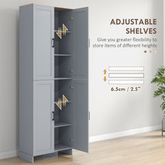 67" 4-Door Kitchen Pantry Cabinet, Freestanding Storage Cabinet Cupboard with Adjustable Shelves, Black